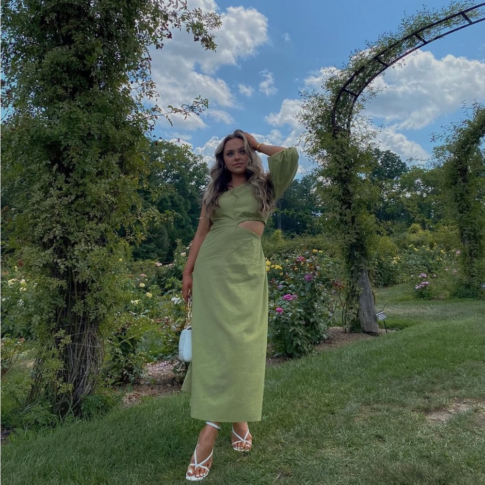Elegant Olive Green Dress